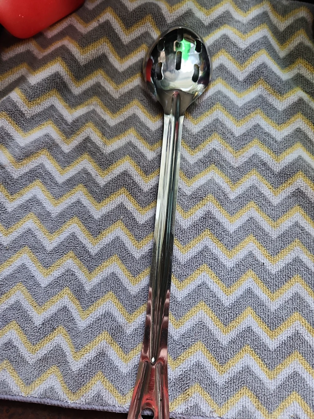 Stainless Steel Long Slotted Serving Spoon - Silver